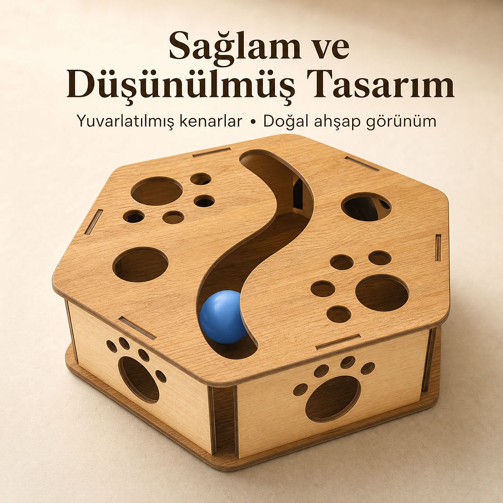 Küçük resim: Kediler İçin Zeka ve Aktivite Oyuncağı | 4mm Ham MDF Altıgen Bulmaca Kutusu