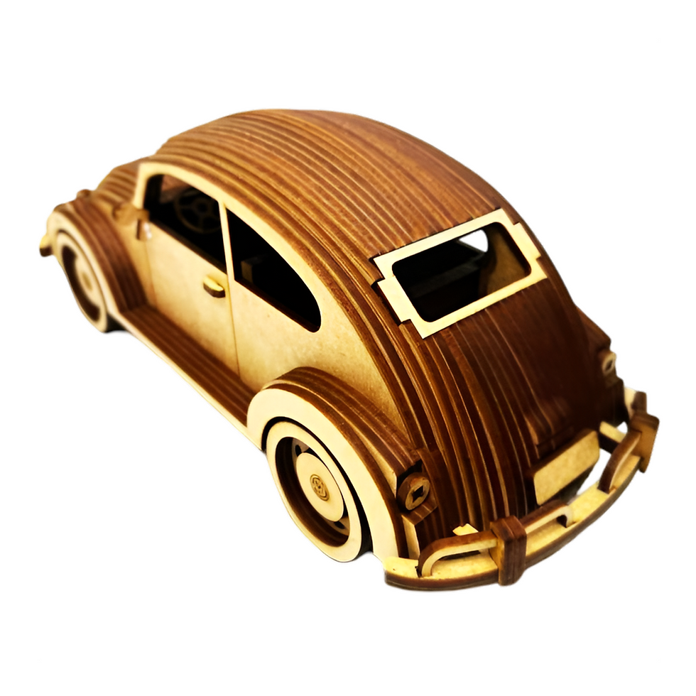 Thumbnail: Ahşap Retro Araba Maketi - Ahşap Maket 3D Model - 35x12x22cm