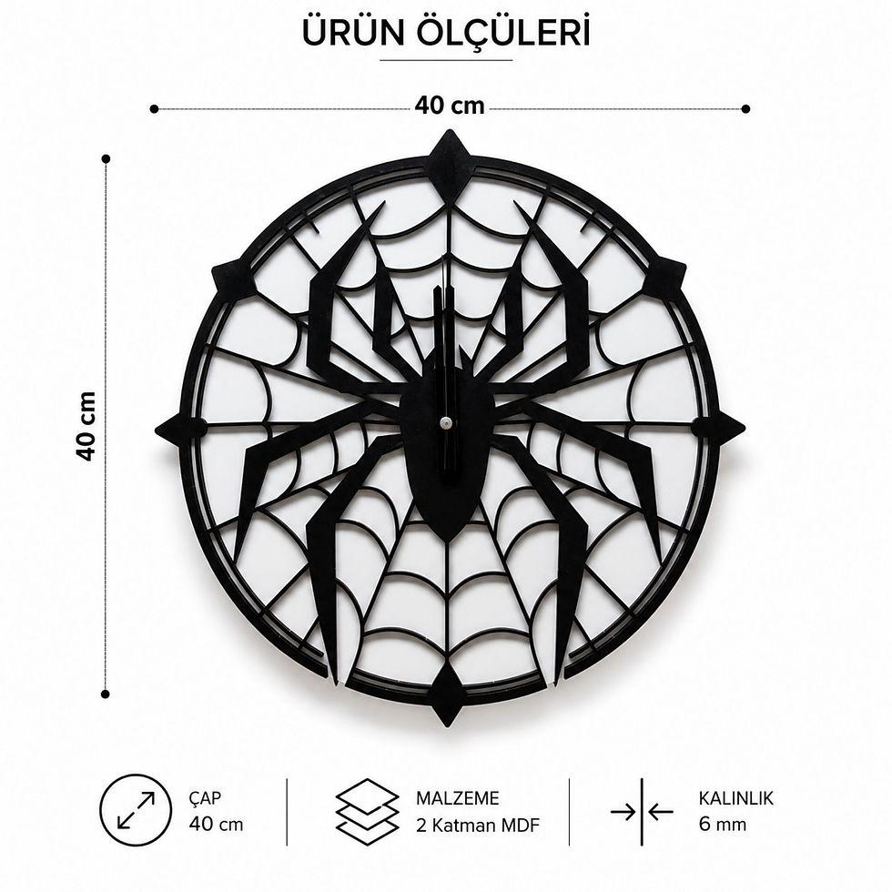Küçük resim: 40 cm Örümcek Desenli Dekoratif Duvar Saati 