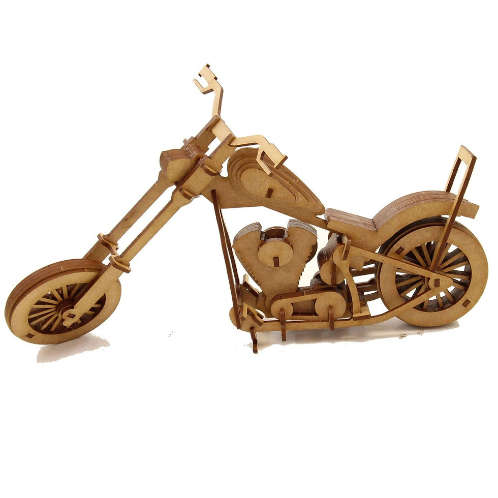 Küçük resim: Chopper Ahşap Maket 89 Parça 3D MDF Motosiklet Modeli