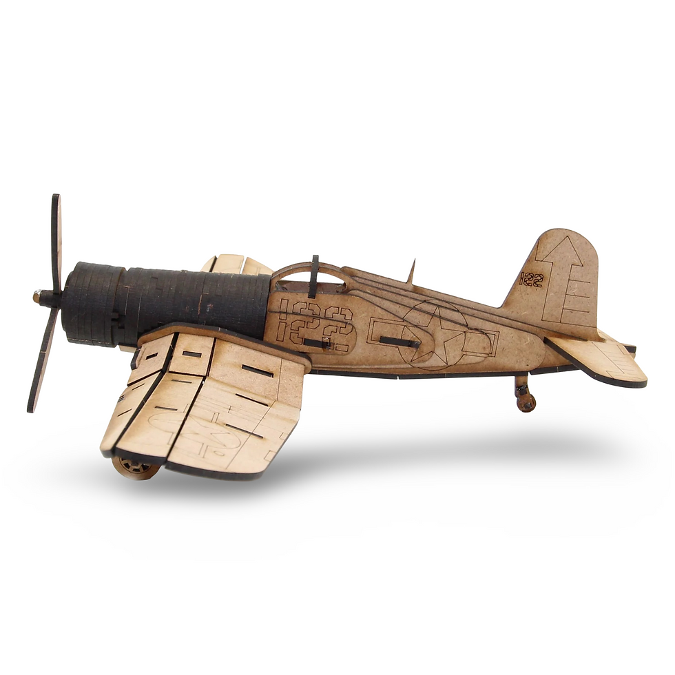 Küçük resim: Vought F4U Corsair Ahşap Uçak Maketi - Ahşap Uçak Puzzle - 299 Parça 3D Ahşap Pu