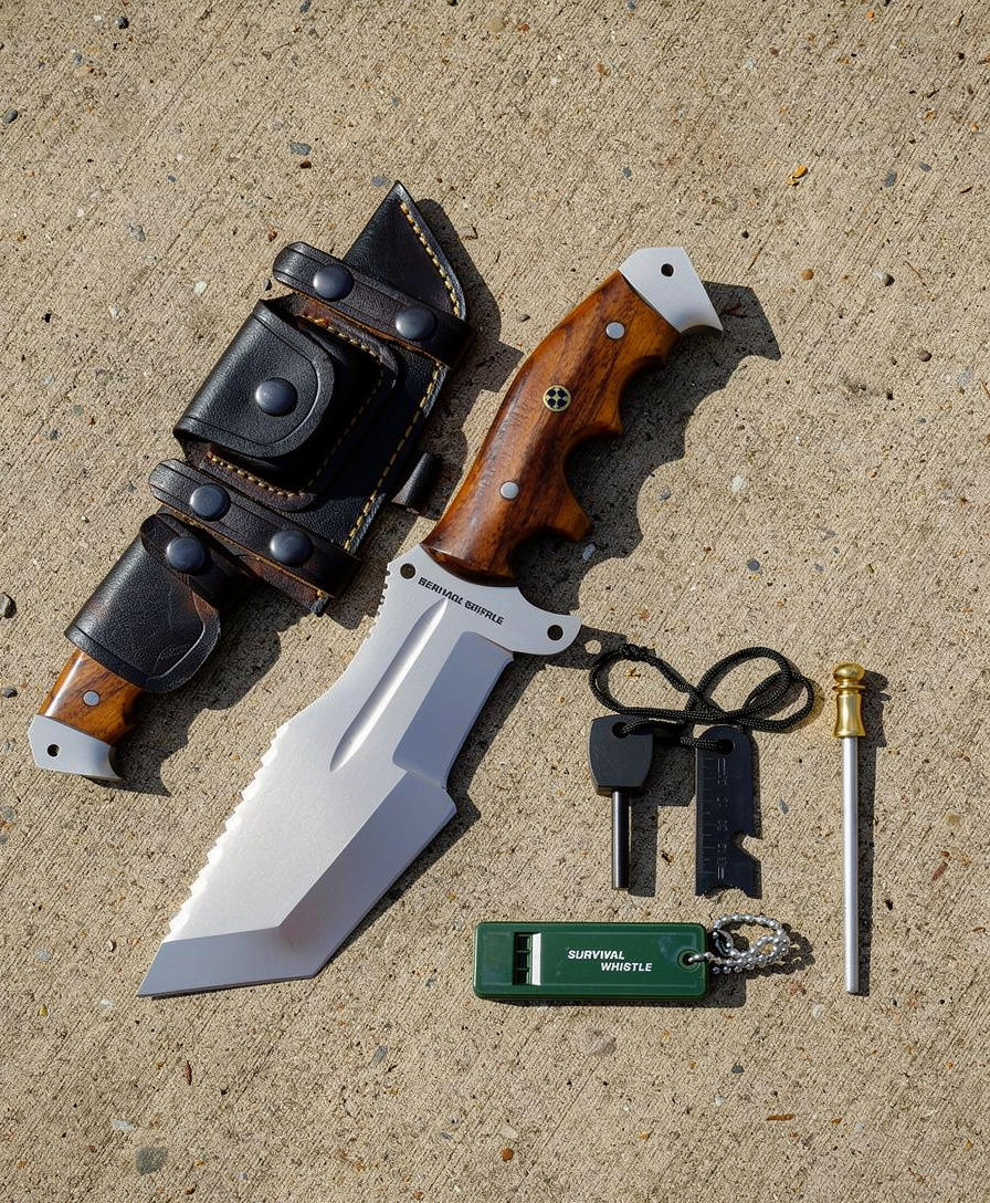 Thumbnail: Himalt 10" Walnut Handle D2 Steel Fixed Blade Hunting Knife with Sheath
