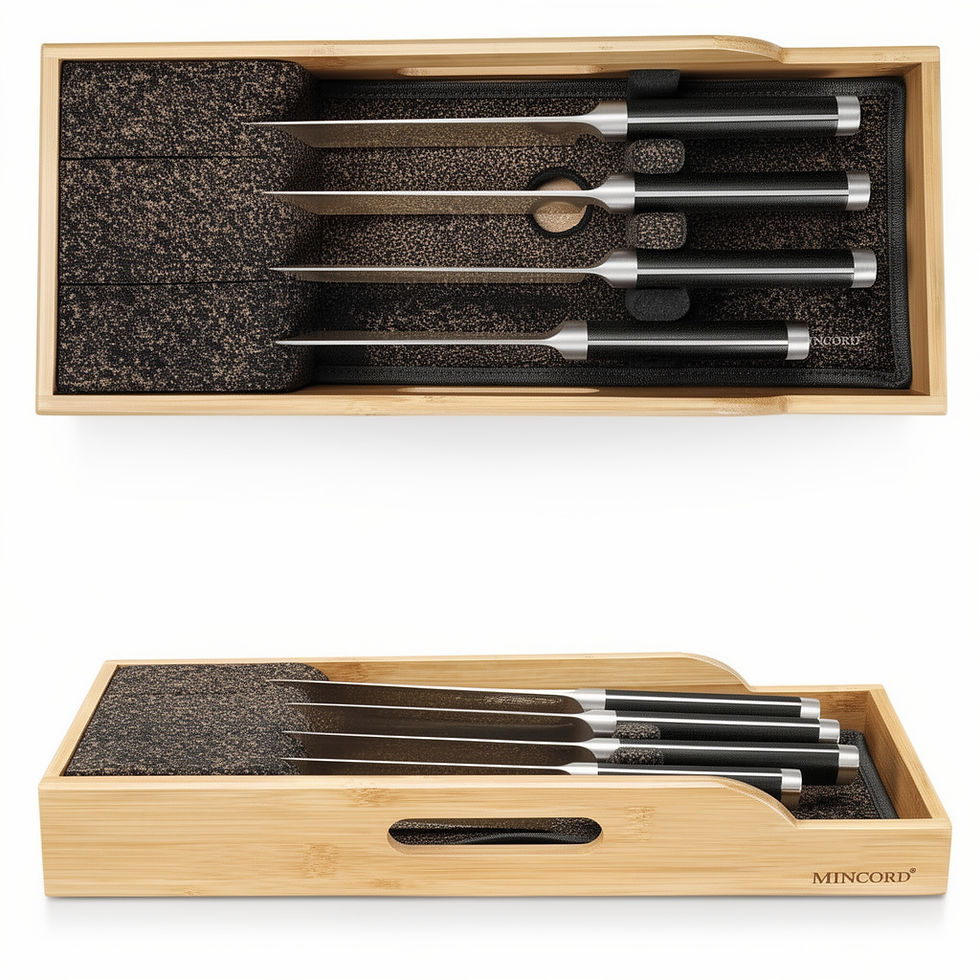 Thumbnail: MINCORD Bamboo Knife Drawer Organizer Insert Dock Kitchen Steak Knives Organizer