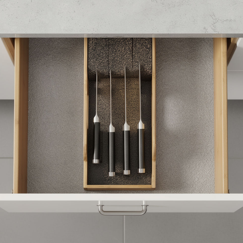 Thumbnail: MINCORD Bamboo Knife Drawer Organizer Insert Dock Kitchen Steak Knives Organizer