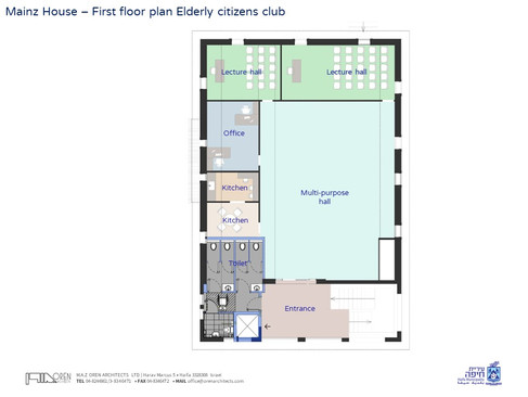 תכנית בית מיינץ, תכנית קומה שניה. קרדיט: אורן אדריכלים, עיריית חיפה