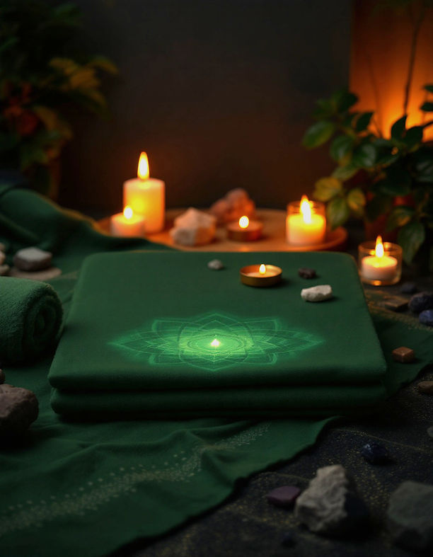 Relaxing Reiki healing space with calming candles and crystals for spiritual wellness