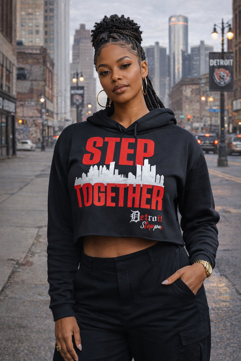 Step Together Cropped Hoodie - Black