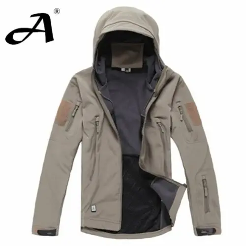 Miniature : Men Winter Jacket Shell Skin Clothes, Waterproof Military Camouflage Jacket