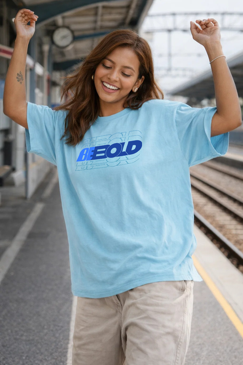 Be Bold - Light Blue Oversized T-shirt