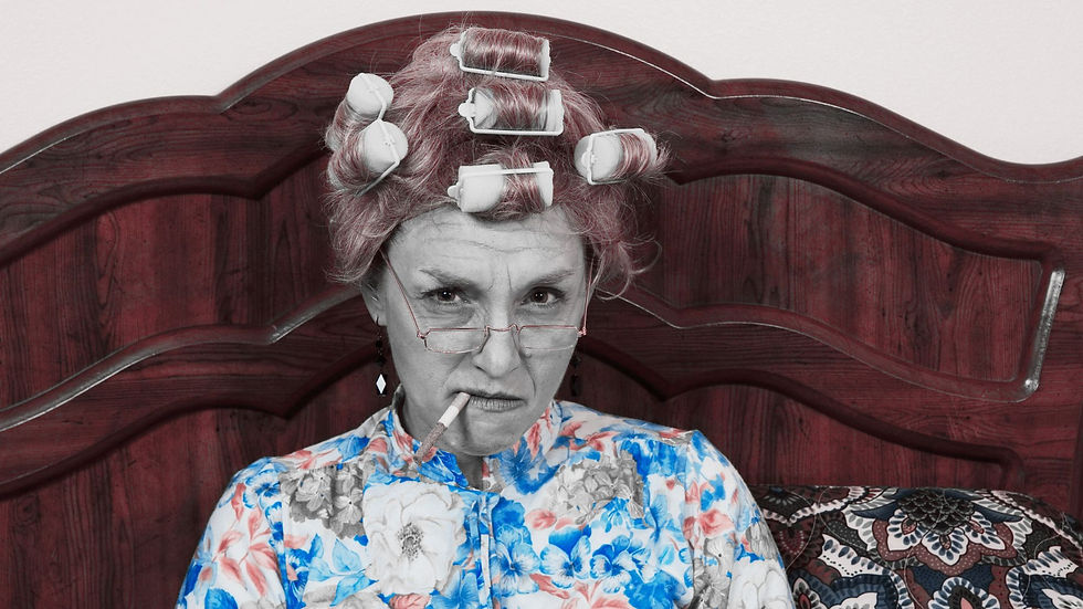 A grumpy old woman