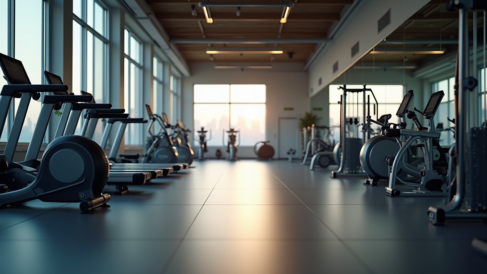 Eye-level view of a fitness room with exercise equipment