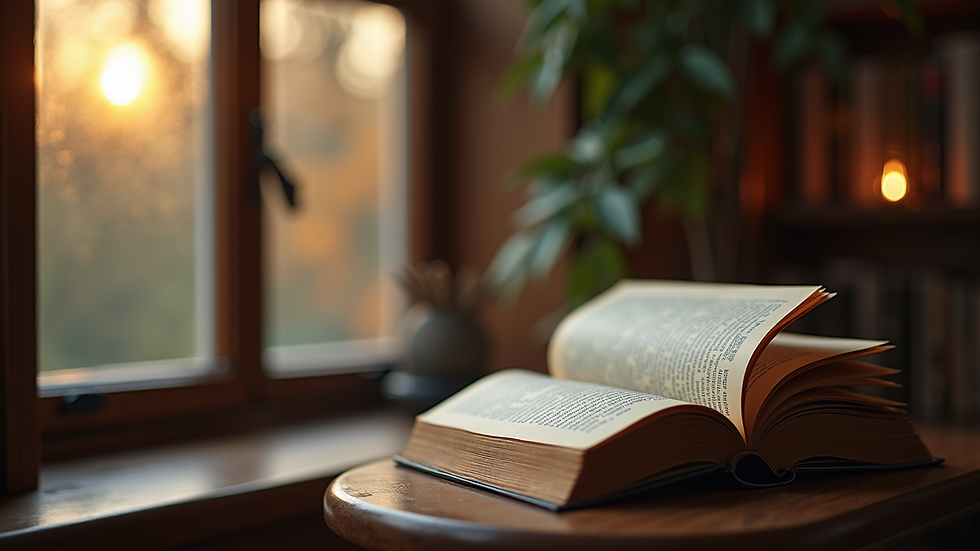 Close-up view of a cozy reading nook ideal for reflection