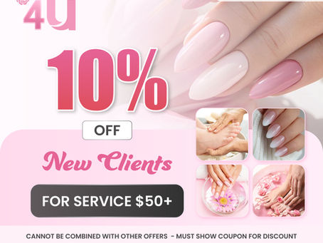 10% OFF New Clients for Service $50+ (Nails 4U)