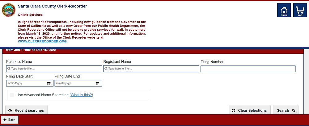 Santa Clara County Fictitious Business Search small claims court
