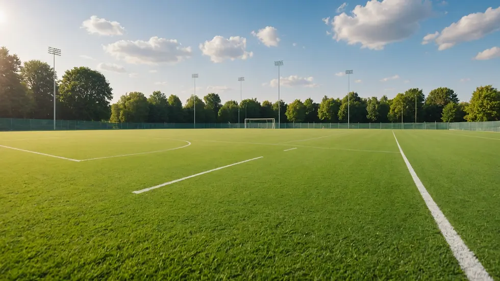 Eye-level view of a quiet sports field, symbolizing focus and tranquility