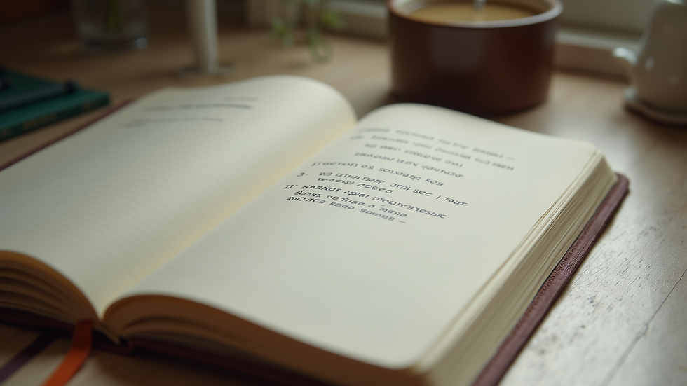 Close-up of an open journal with motivational quotes