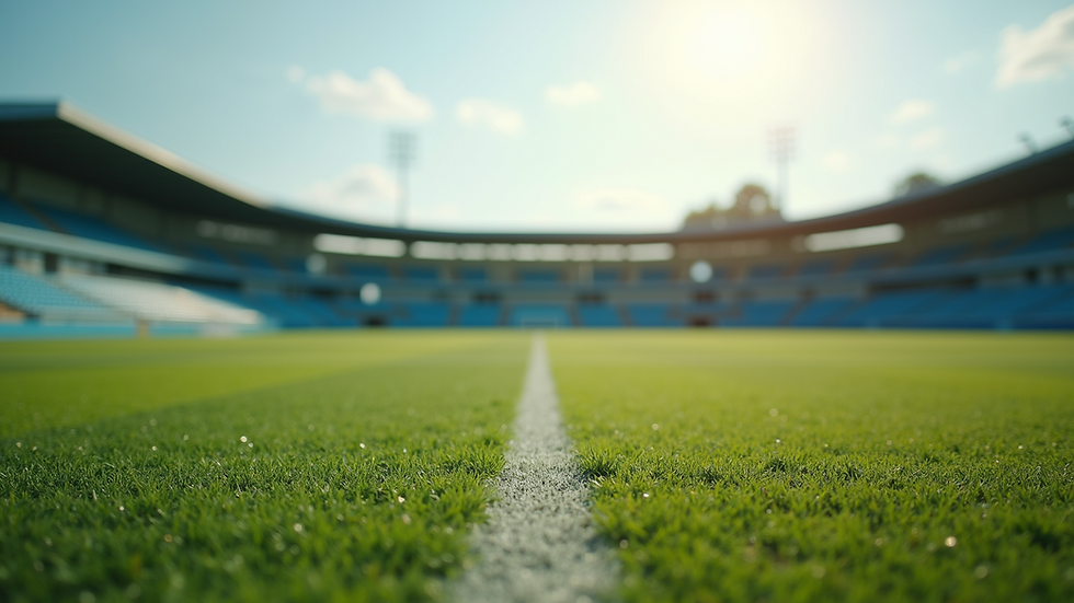 Eye-level view of a tranquil sports field ready for practice.