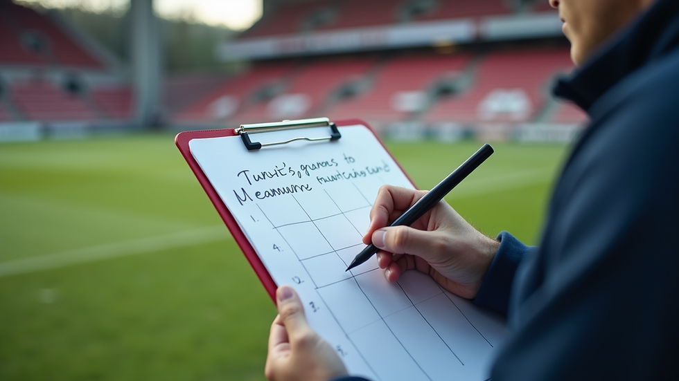 Close-up view of a coach’s clipboard with game strategy notes