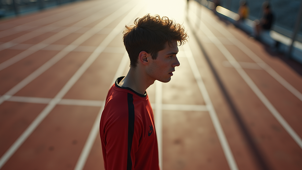 High angle view of an athlete contemplating their next move