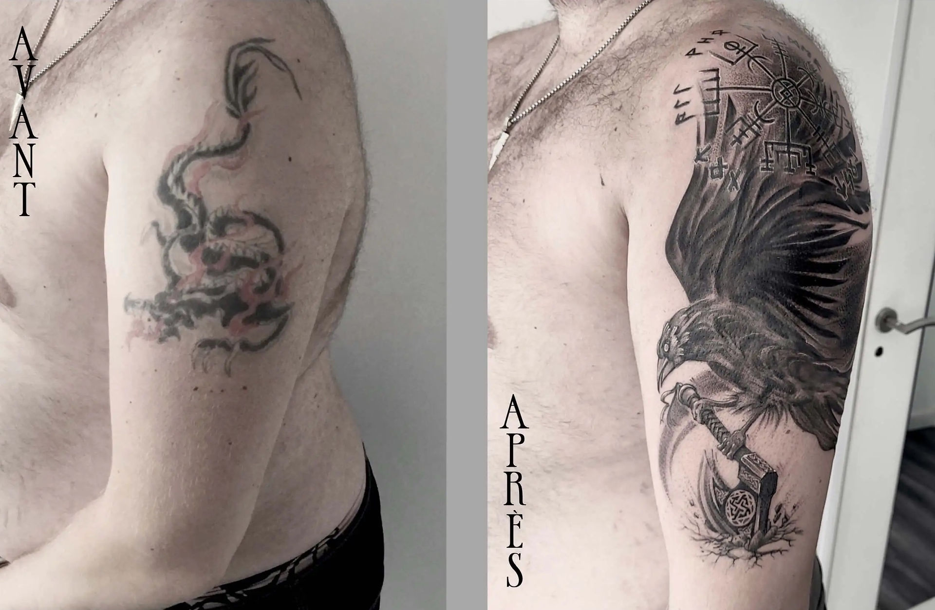 Tattoo cover d'un vieux tatouage fait à bordeaux en gironde
