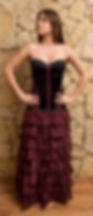 Thumbnail: BLACK AND RED WINE SPANISH STYLE DRESS WITH RUFFLE