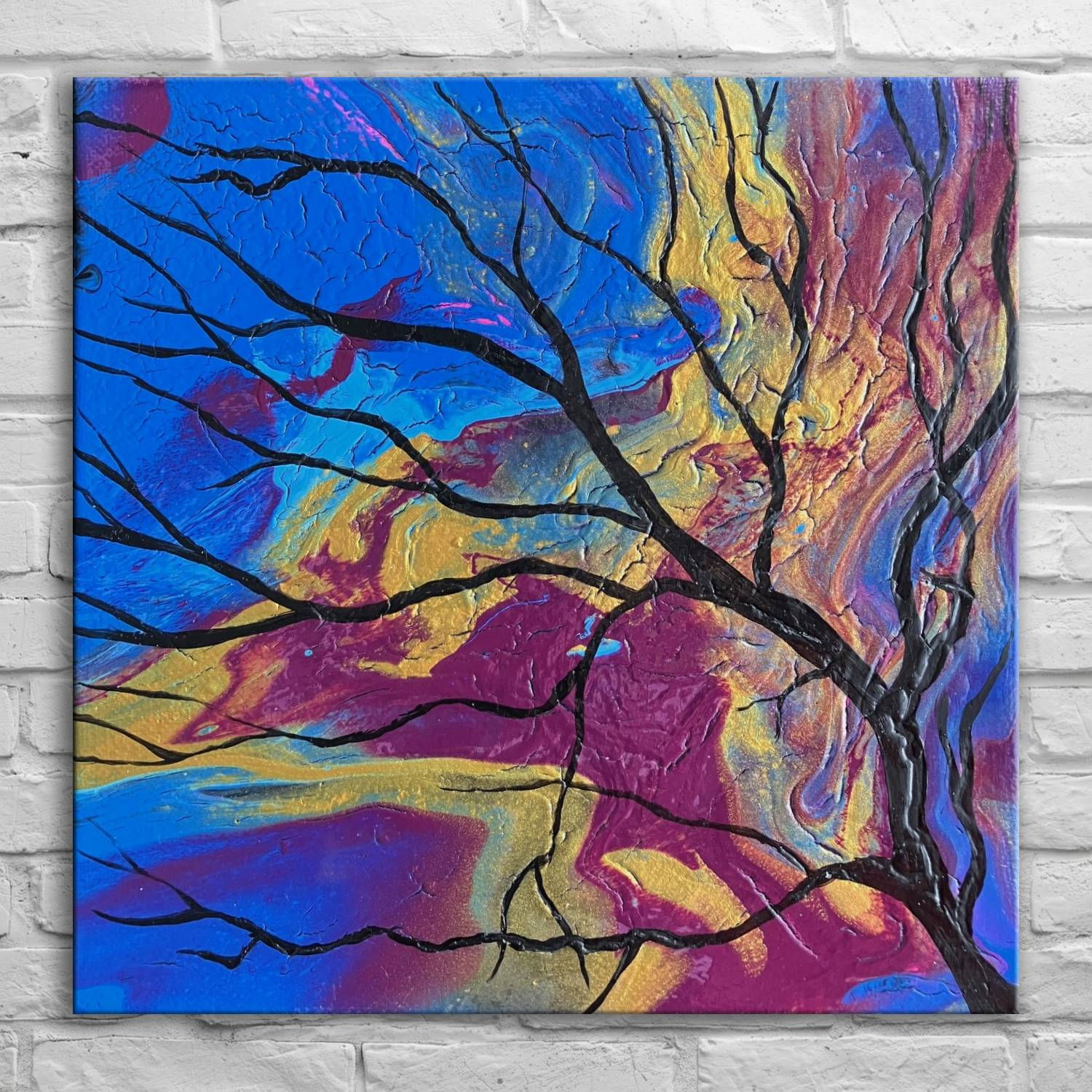 Living Skies 8x8 mini multi color tree pour painting