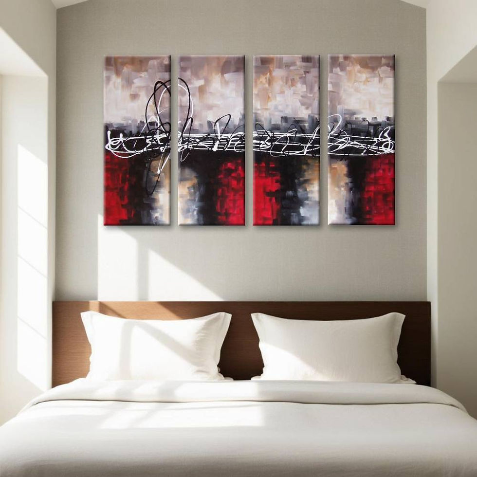 Earth Tones - Original Abstract painting - wall art on canvas in red, black, white, beige