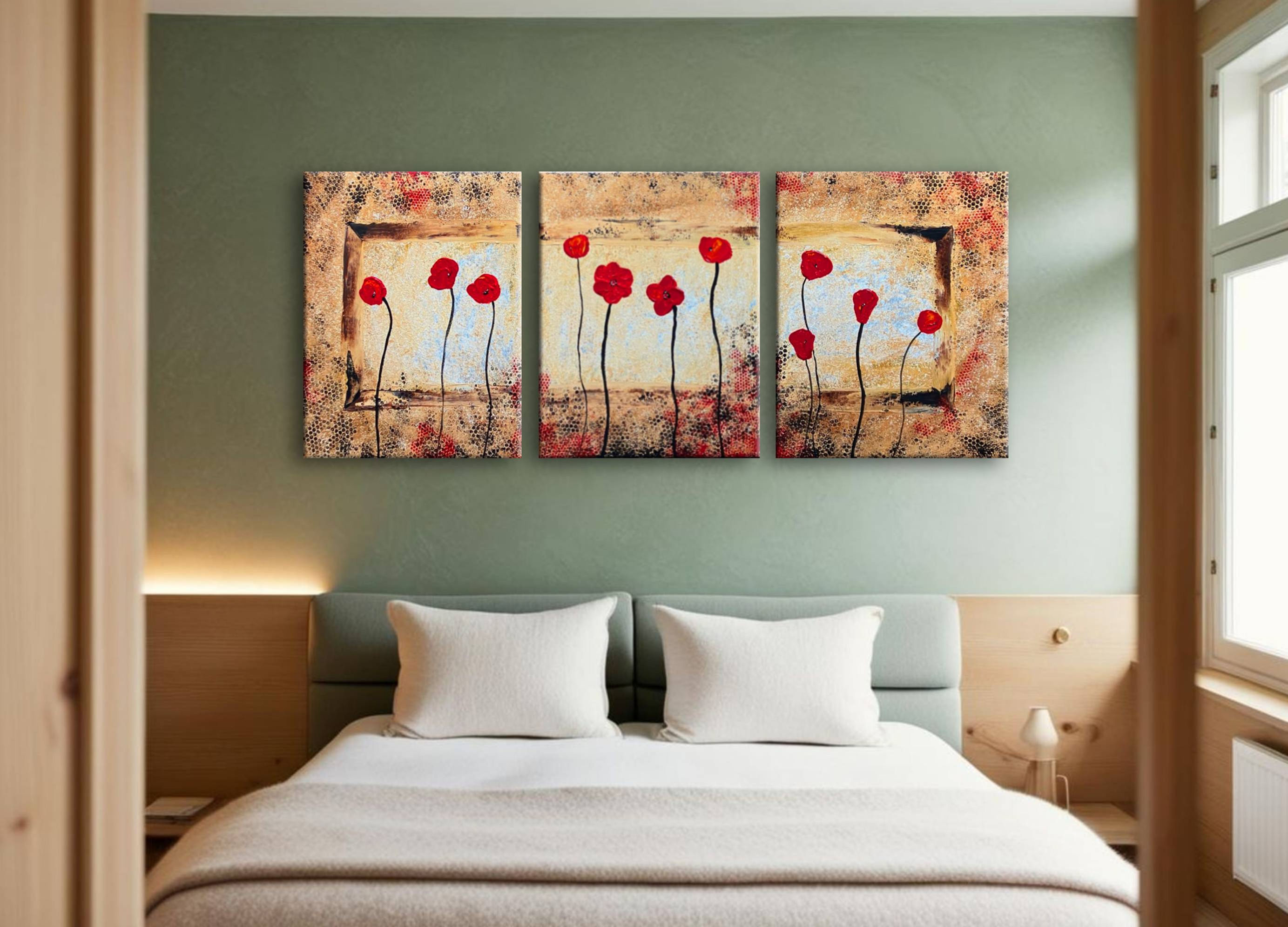 Abstract Painting of Red Poppies
