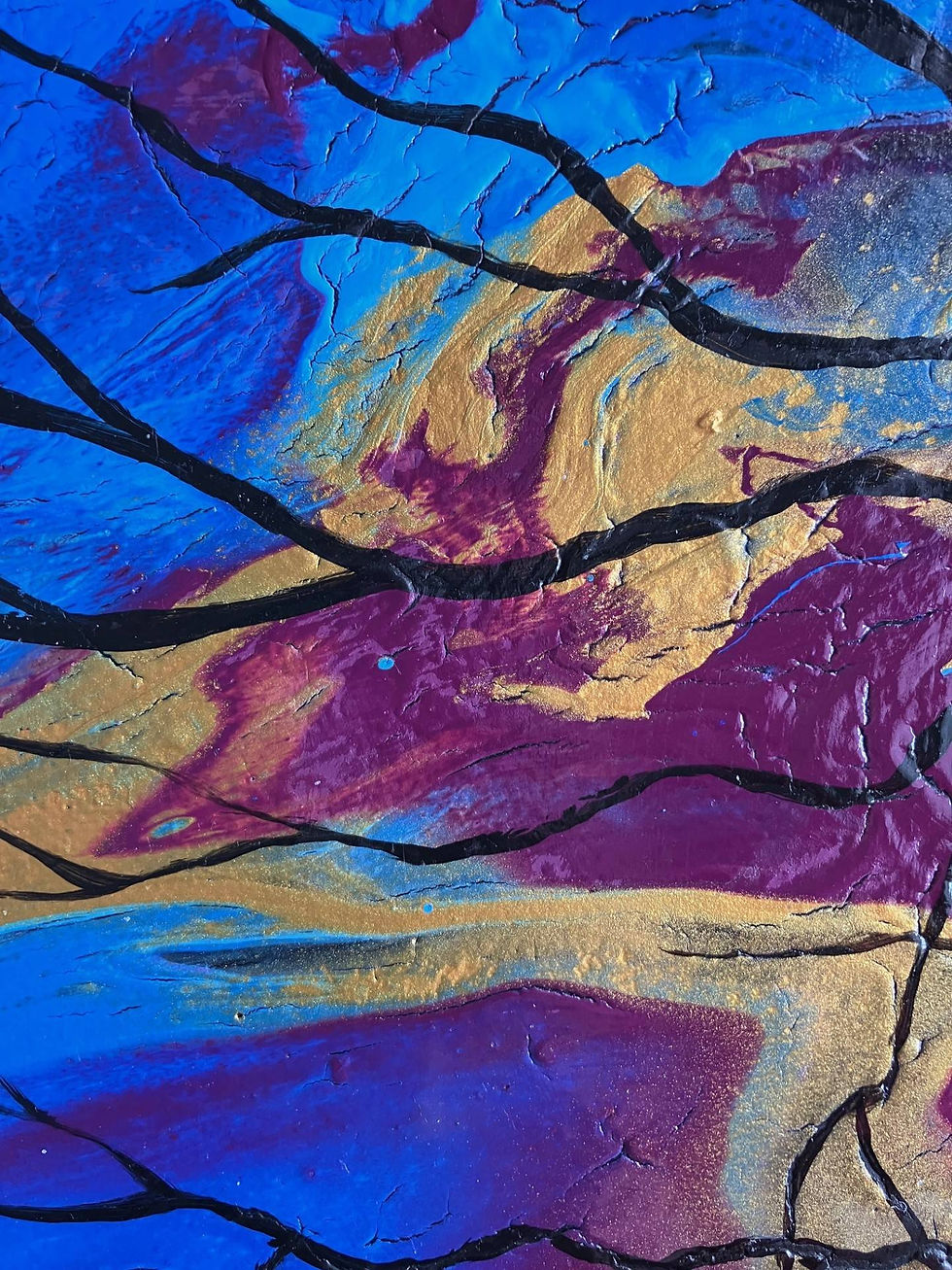 Living Skies 8x8 mini multi color tree pour painting