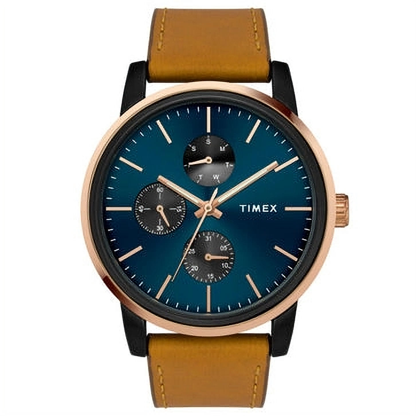 Timex Blue Dial Men's Multifunction Analog Brown Leather Strap Watch TWEG18904