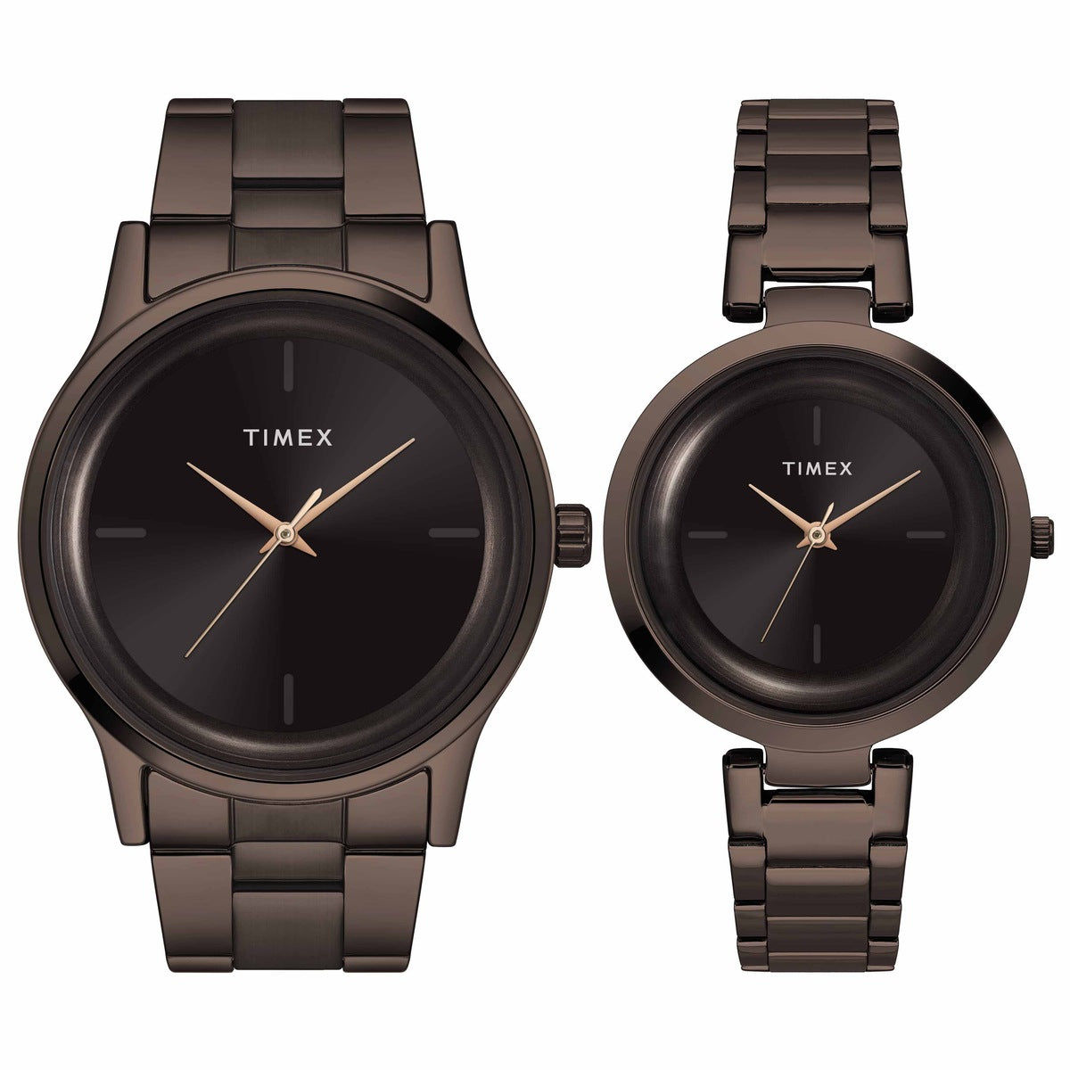 Timex Brown Dial Couple Analog Watch Set Brown Bracelet Watch TW00PR295