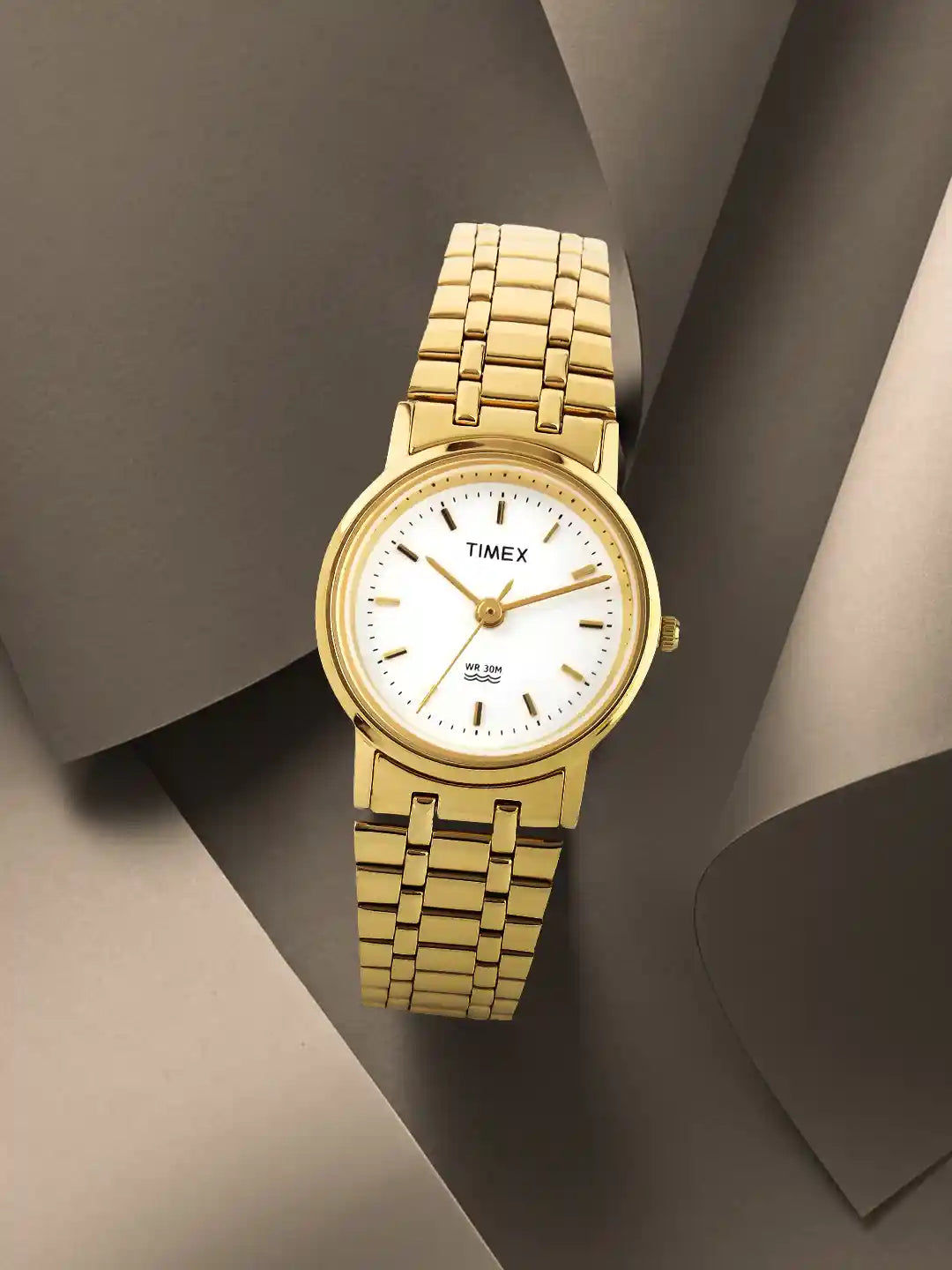 Timex White Dial Women's Analog Gold Watch B303