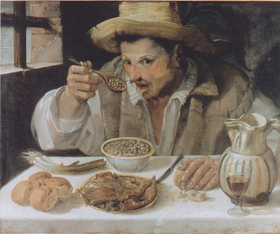 Annibale Carracci, 1584-5, The Bean Eater, oil on panel, palazzo Colonna, Rome