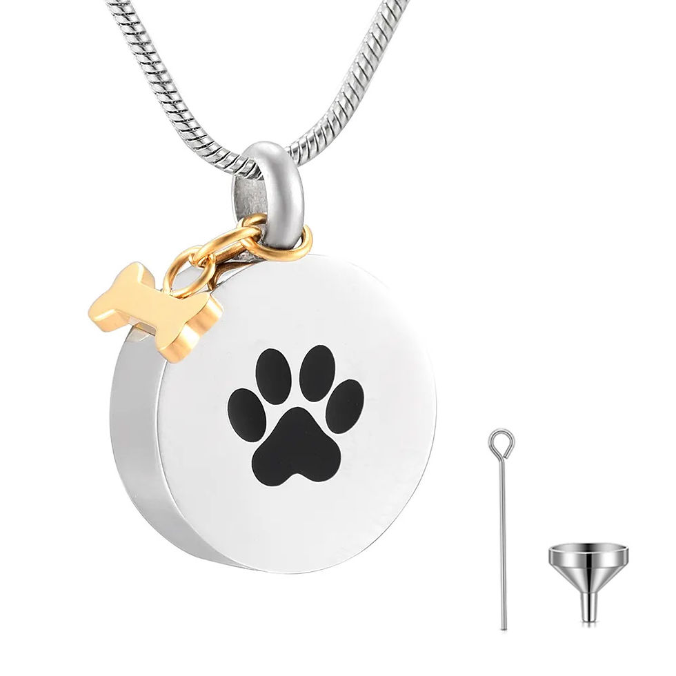 🐾 Paw Print Cremation Necklace – Stainless Steel Urn Jewelry for Ashes