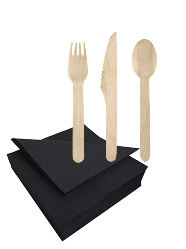Disposable bestek & servetten - 25 sets