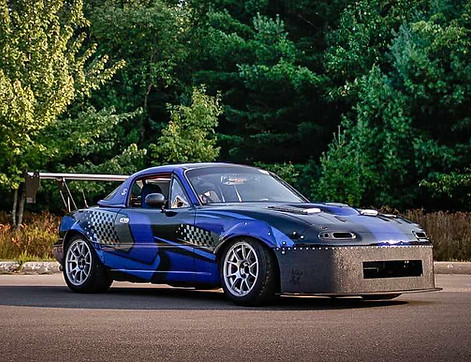 A Miata wrapped in a custom one off design located in Traverse City Michigan