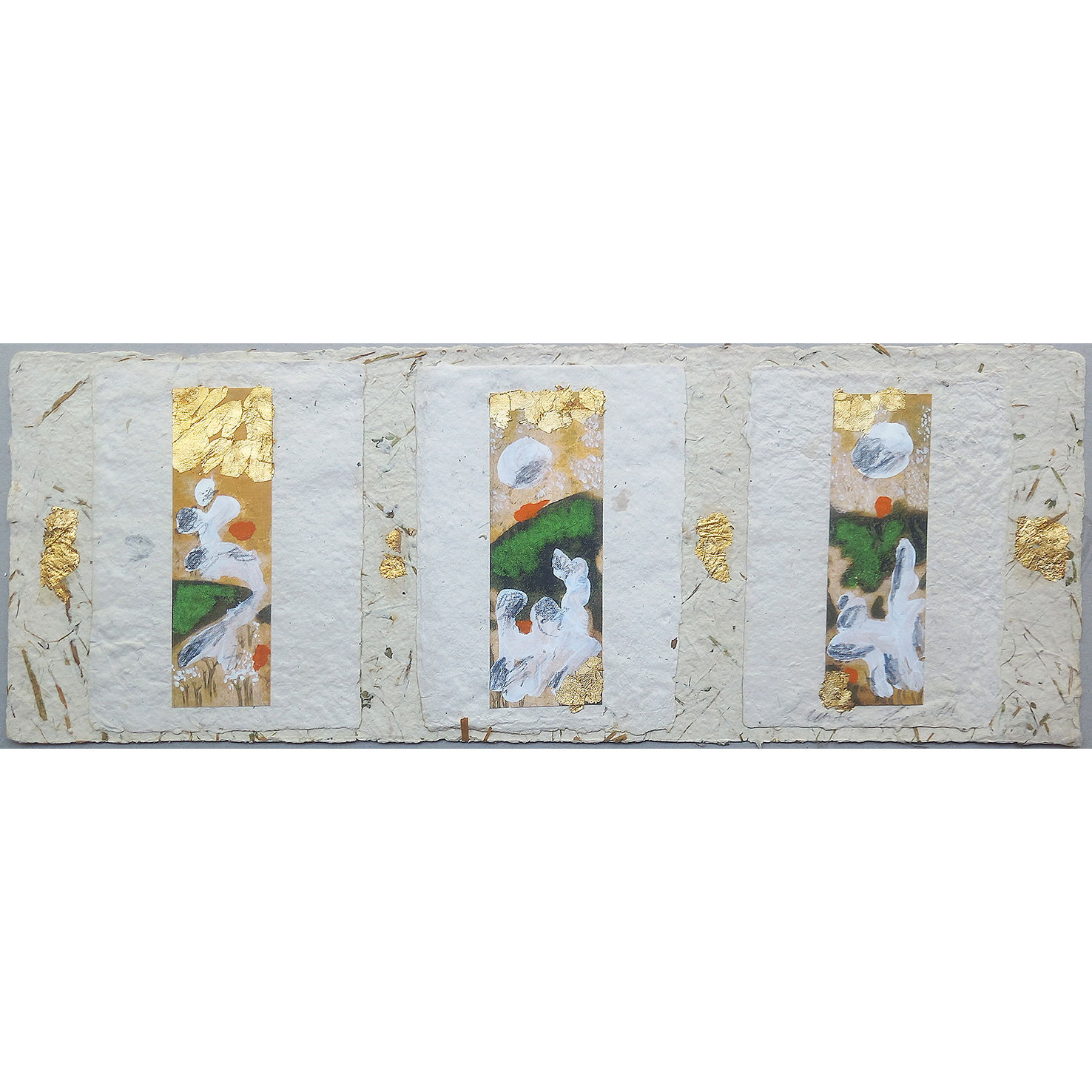 Paesaggio giapponese: litografia e collage su carta a mano