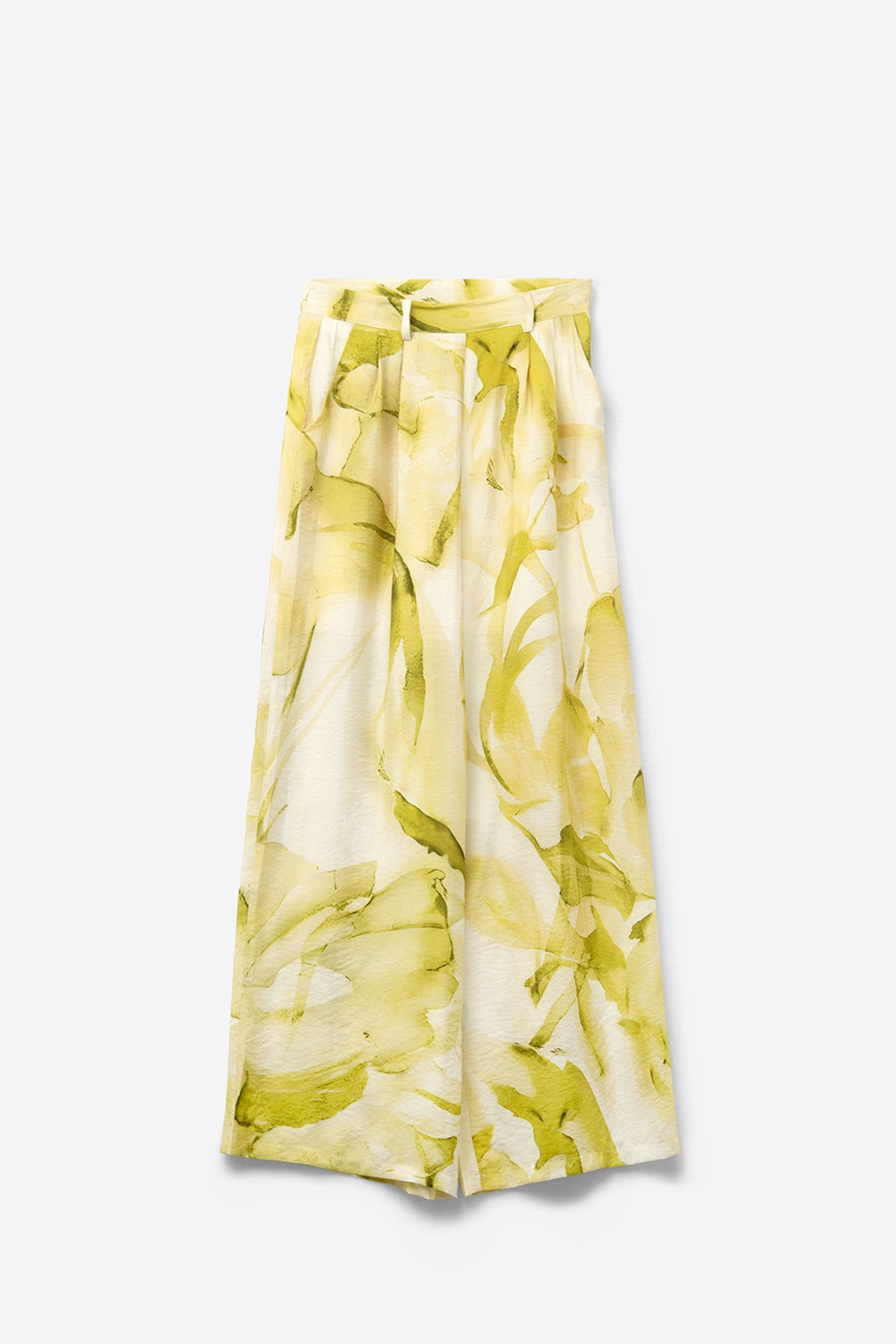 Wide Leg Trousers With Yellow Watercolor Print