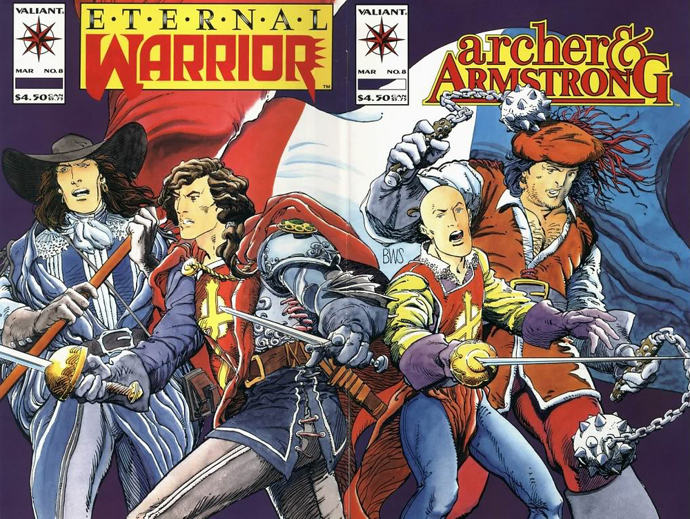 Couverture du n'uméro double Archer&Armstrong Eternal Warrior de Barry Windsor-Smith