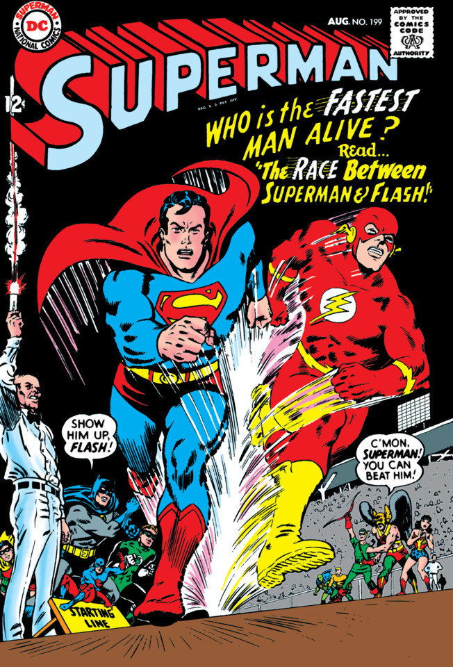 Superman 1999, course contre le Flash. Dessin de Carmine Infentino