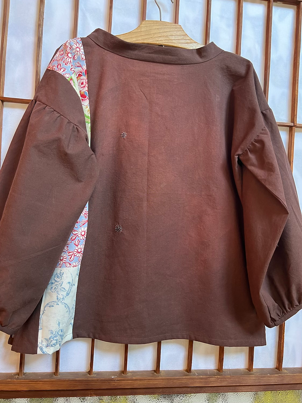 昭和の風呂敷ブラウス 刺し子 Vintage Furoshiki Blouse with Sashiko 