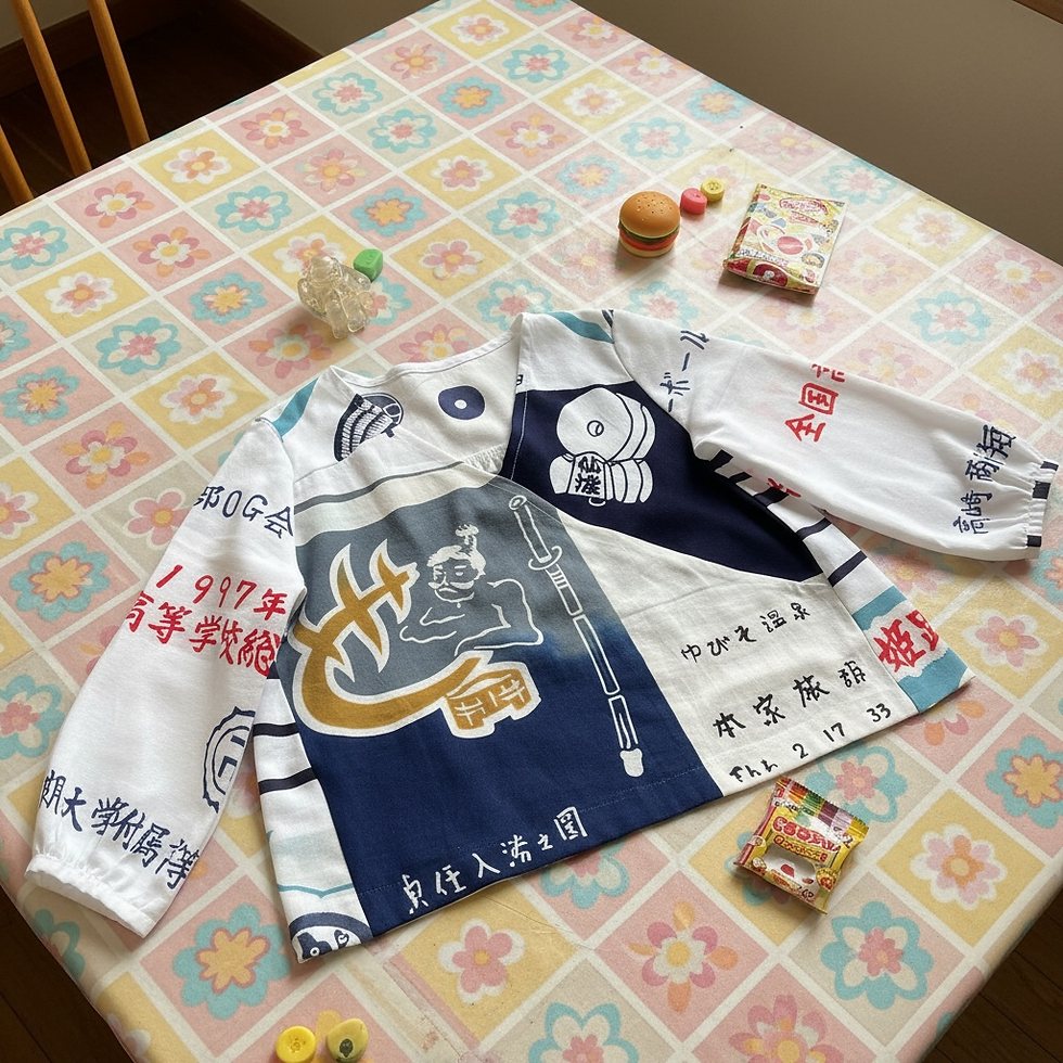 Thumbnail: Vintage Tenugui Cache-Coeur Blouse — Showa Memories