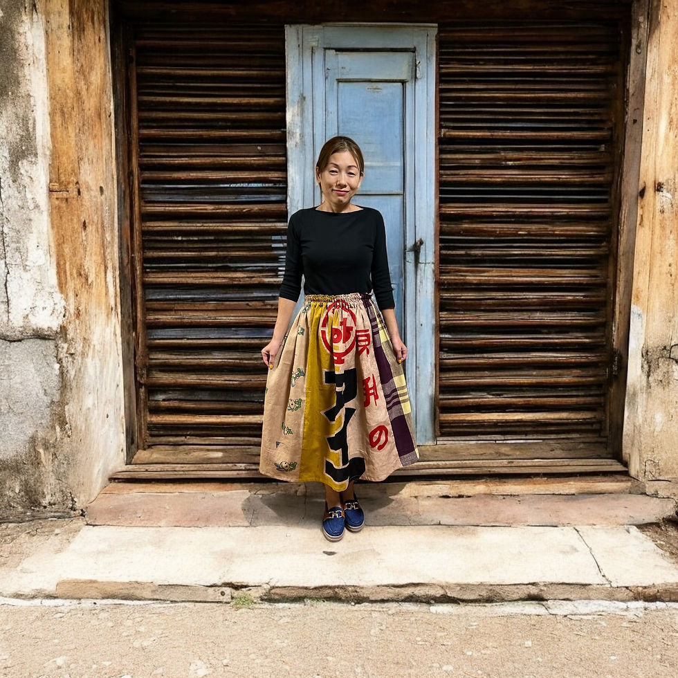 サムネイル： Showa Retro Icecream Flag Perssimon Dyed Skirt