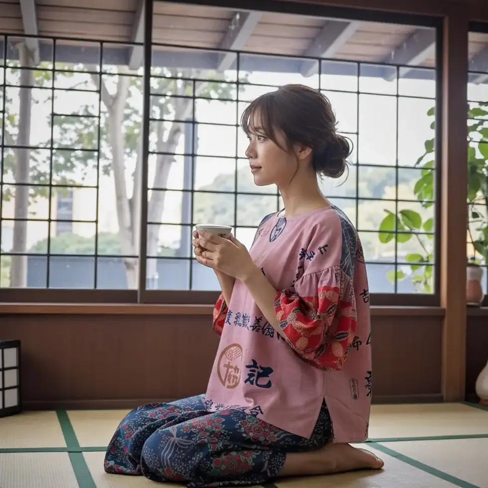 サムネイル： Vintage Tenugui Dusty Pink Shirt 