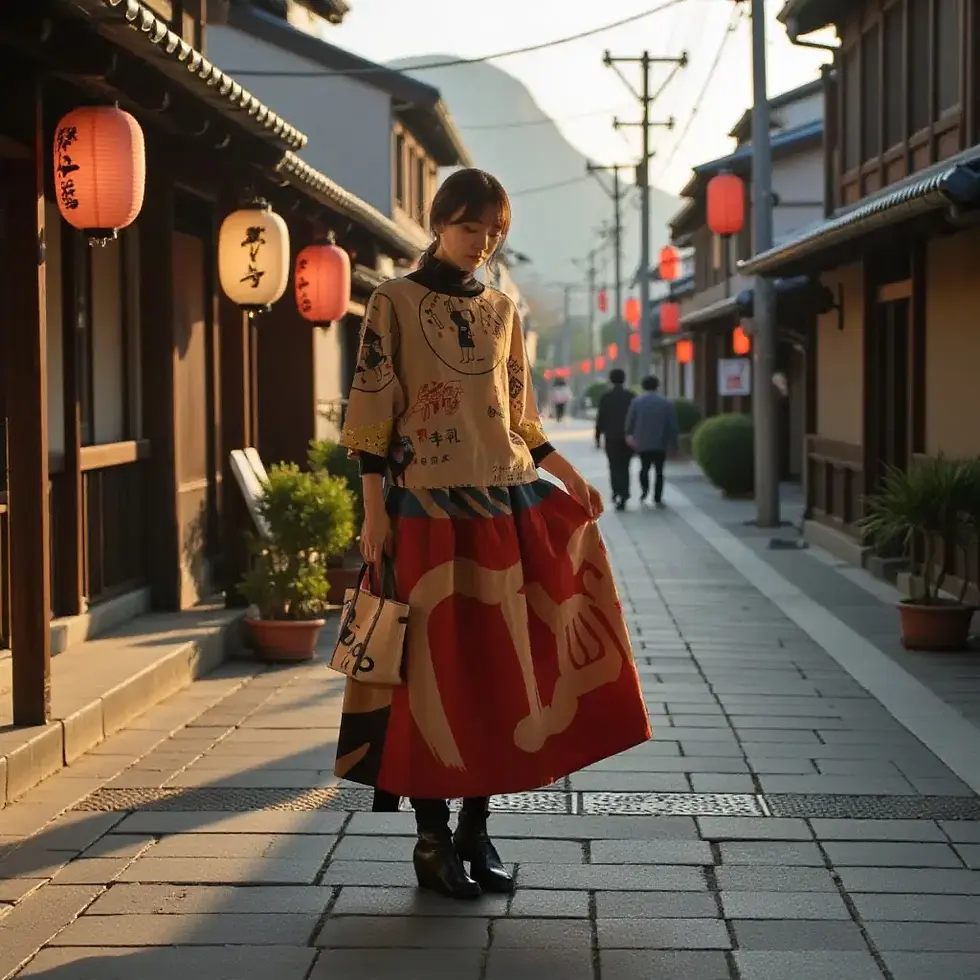 サムネイル： For Ms. C. K : Vintage Banner Persimmon Dyed Tired Skirt