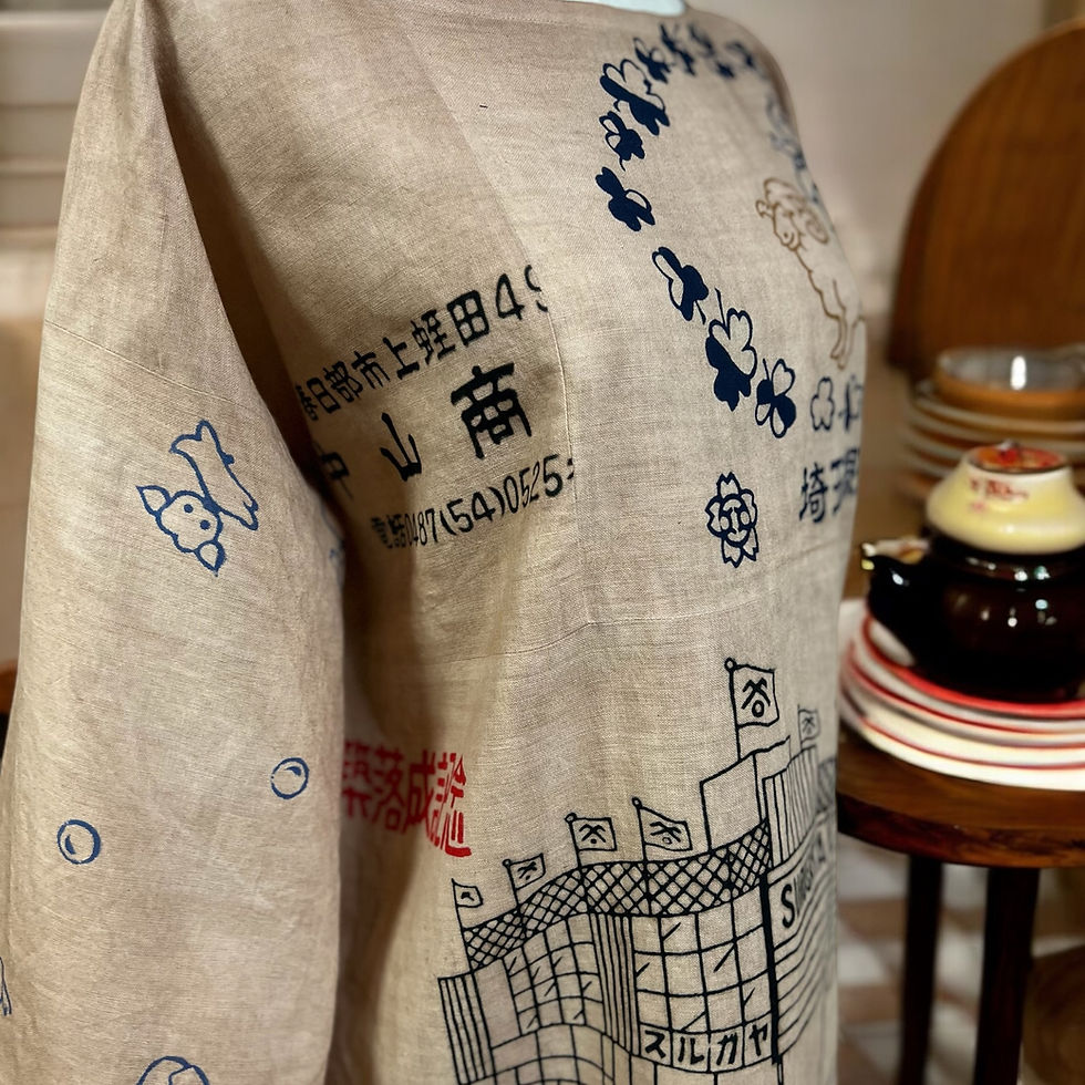 サムネイル： Vintage Tenugui Persimmon Dyed Dress