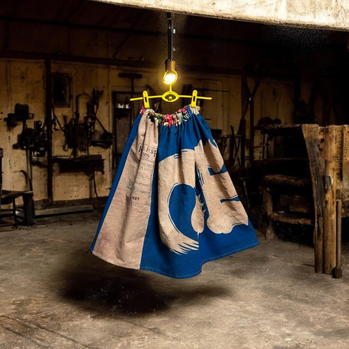 最後の晩餐 織物 Showa Retro Flag and Wheat Bag Persimmon dyed Skirt