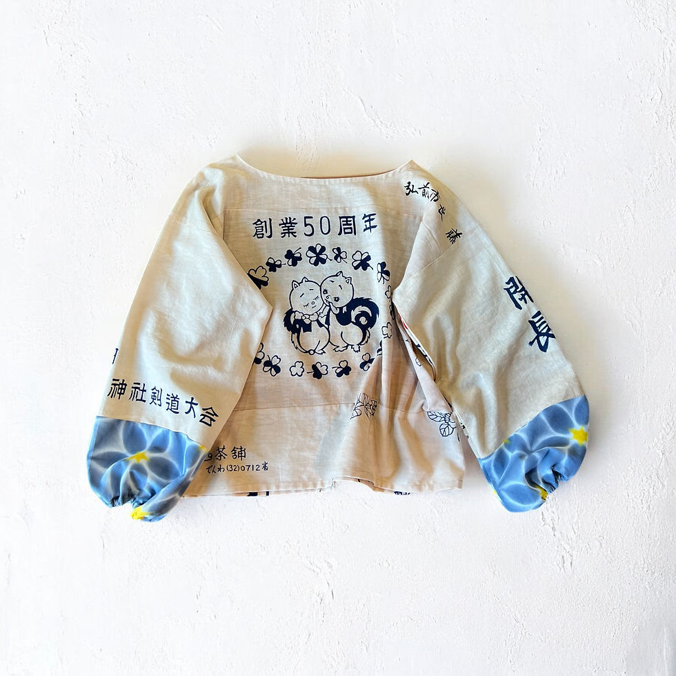 サムネイル： 昭和レトロな手ぬぐいのブラウス