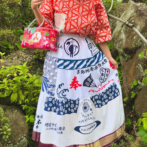 Retro Pop Tenugui Tiered Skirt | MomoyoStoby