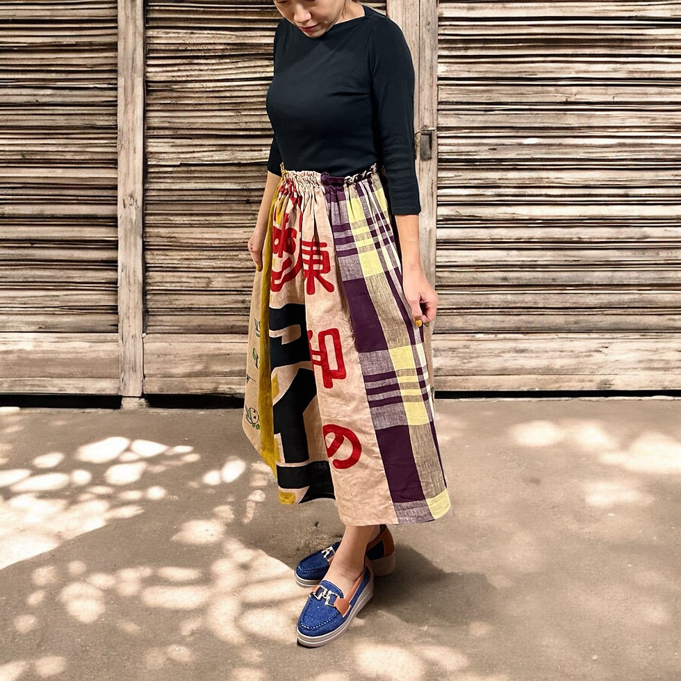 サムネイル： Showa Retro Icecream Flag Perssimon Dyed Skirt